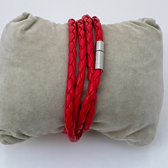 Bracelet Vegan Red Faux Leather Wristband Wrap Ban - Picture 9 of 9